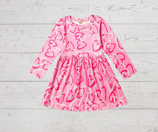 Pink Heart Print Dress