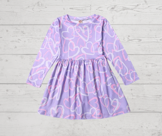 Purple Heart Print Dress