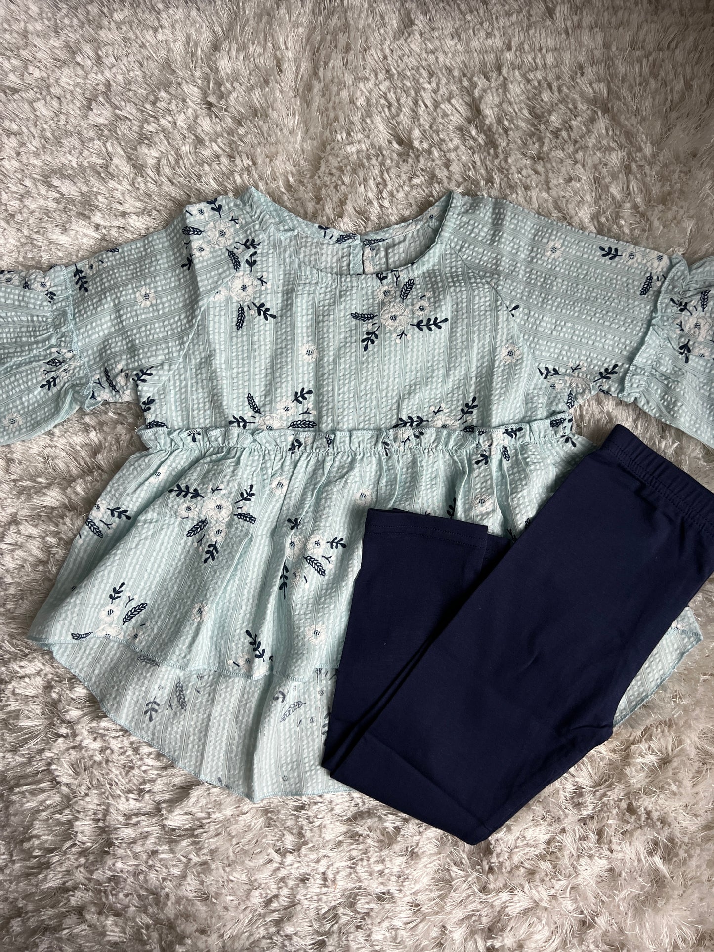 Blue Floral Print Blouse