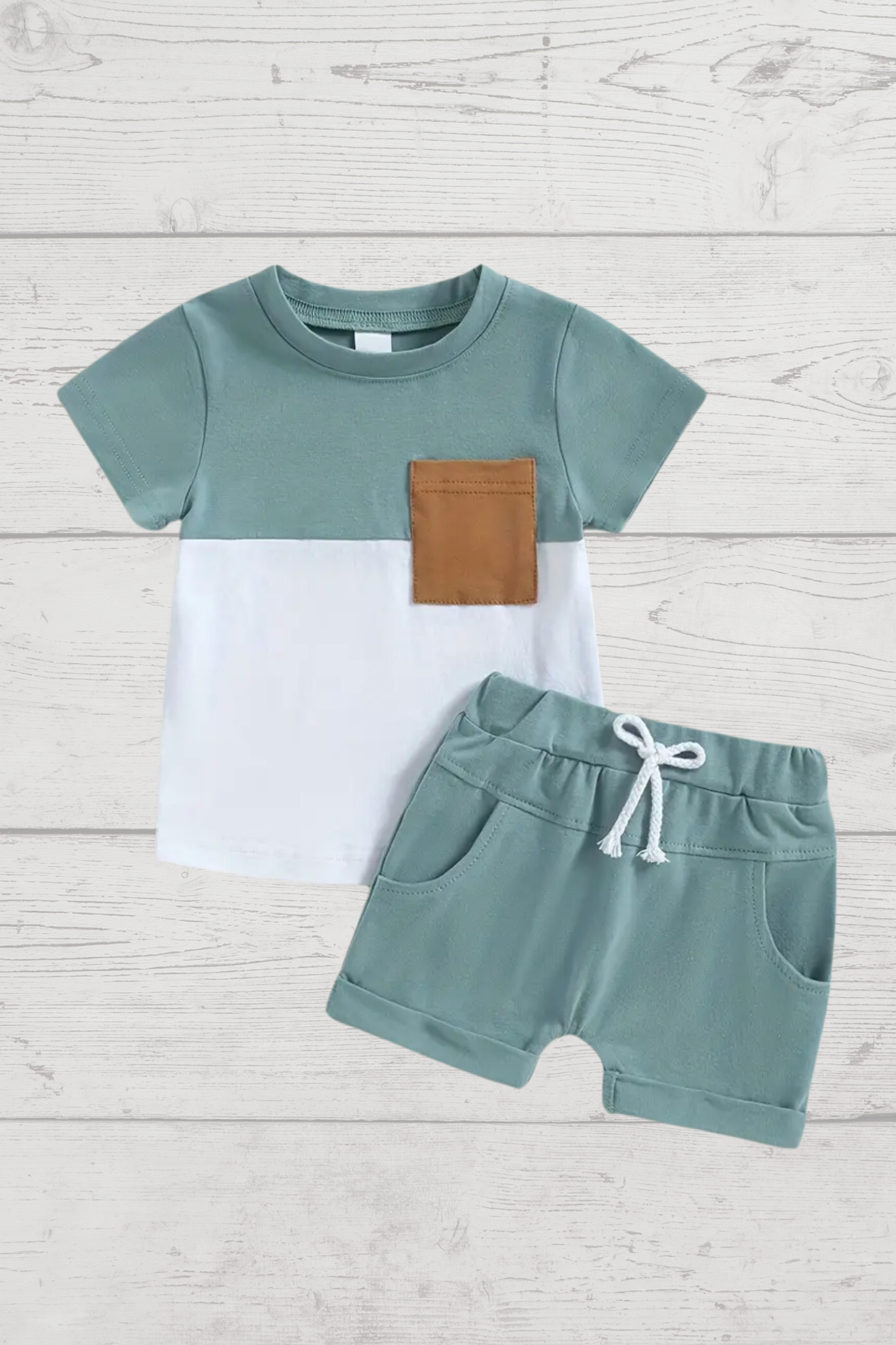 Blue Colorblock 2pc Shorts Set