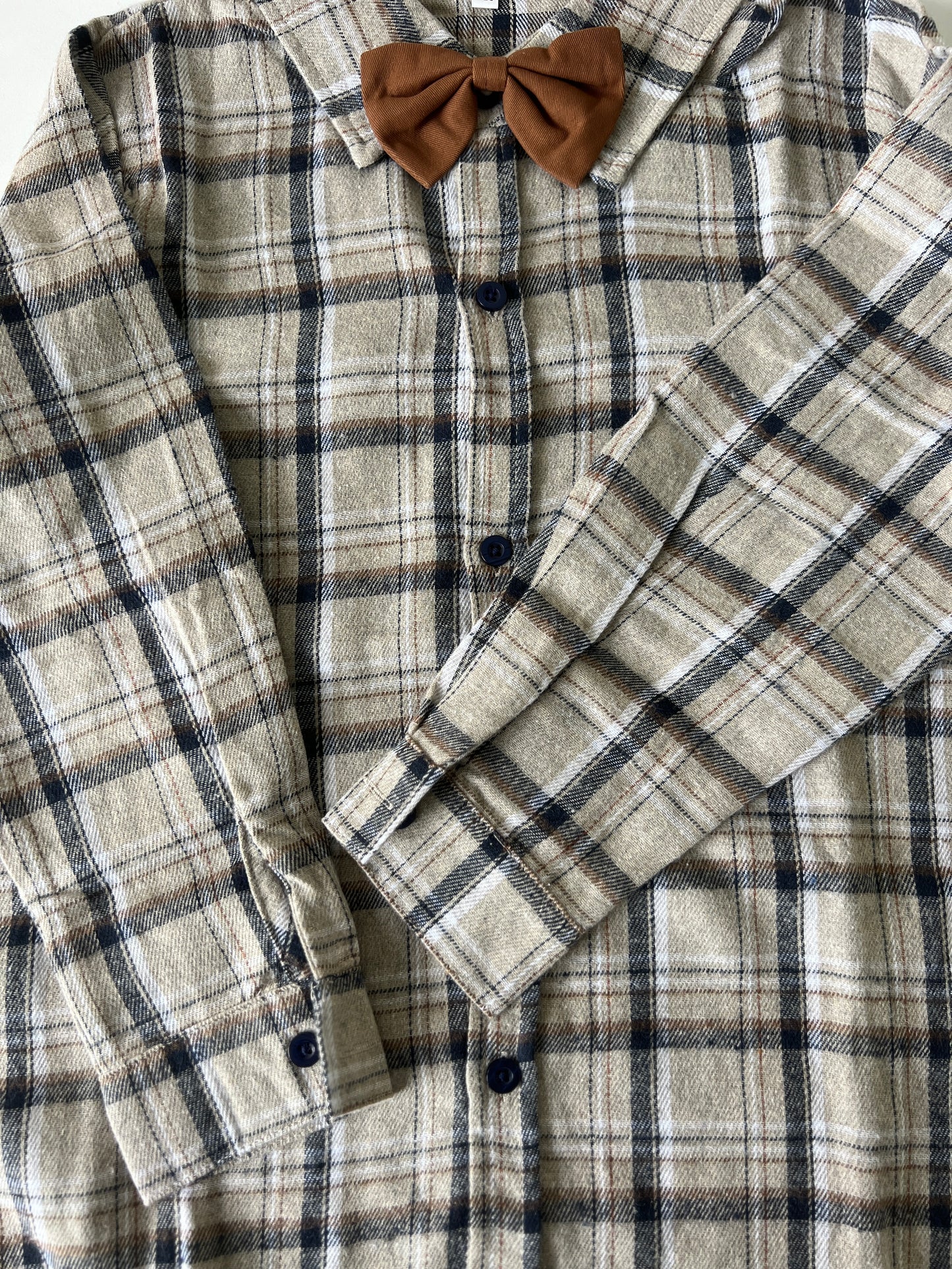 Coffee/Navy Plaid Long Sleeve Shirt