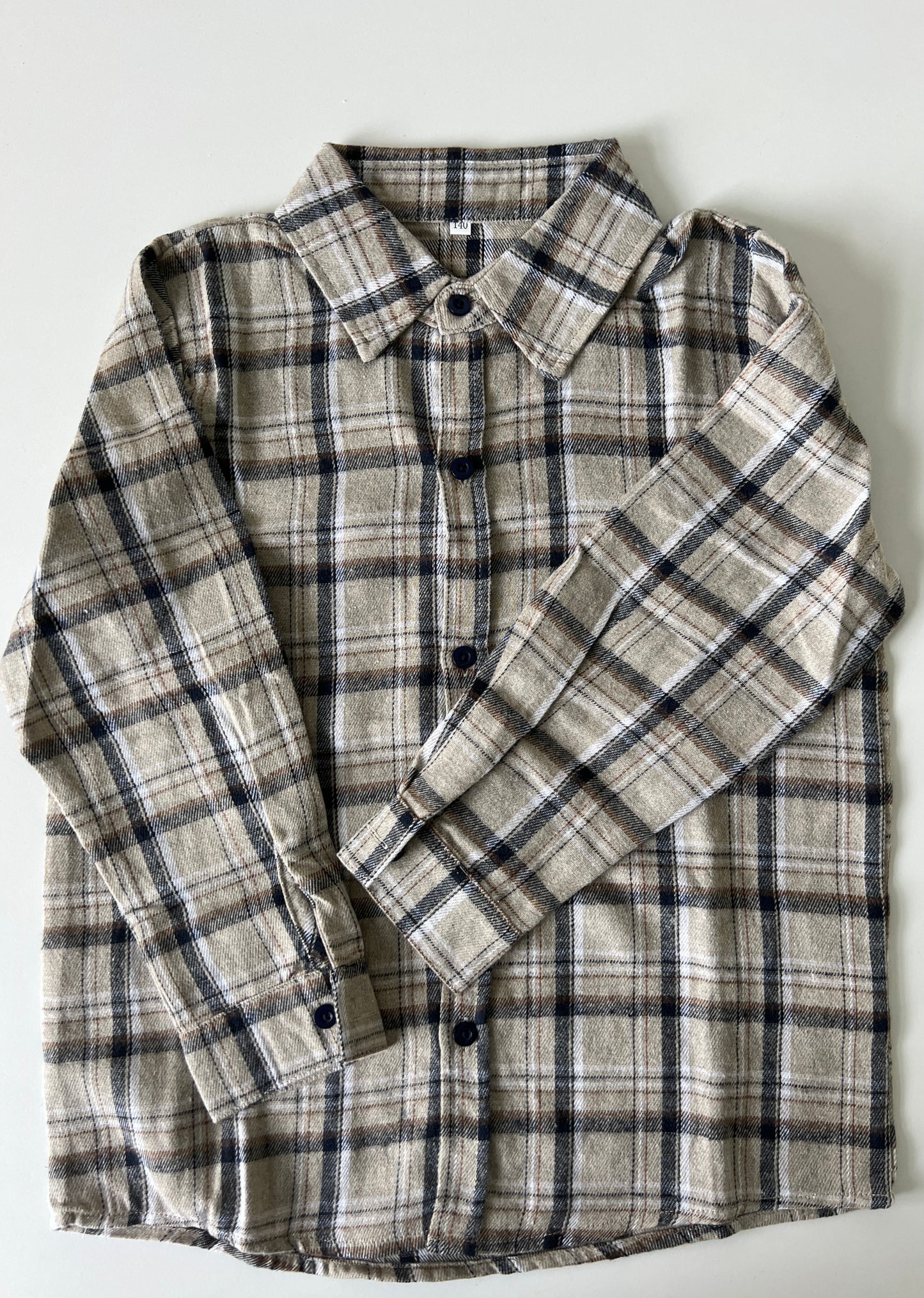 Coffee/Navy Plaid Long Sleeve Shirt