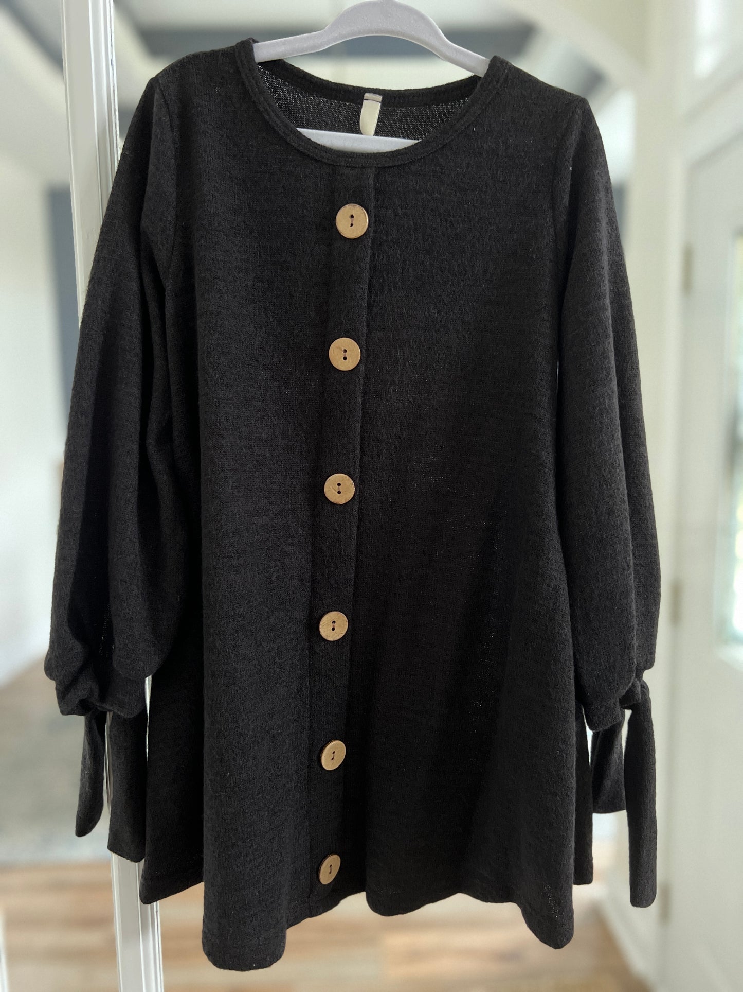 Black Faux Button-Up Tunic