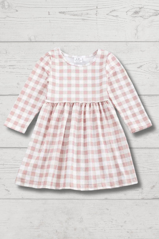 Pink Gingham Print Dress