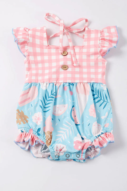 Pink Plaid Ice Cream Romper