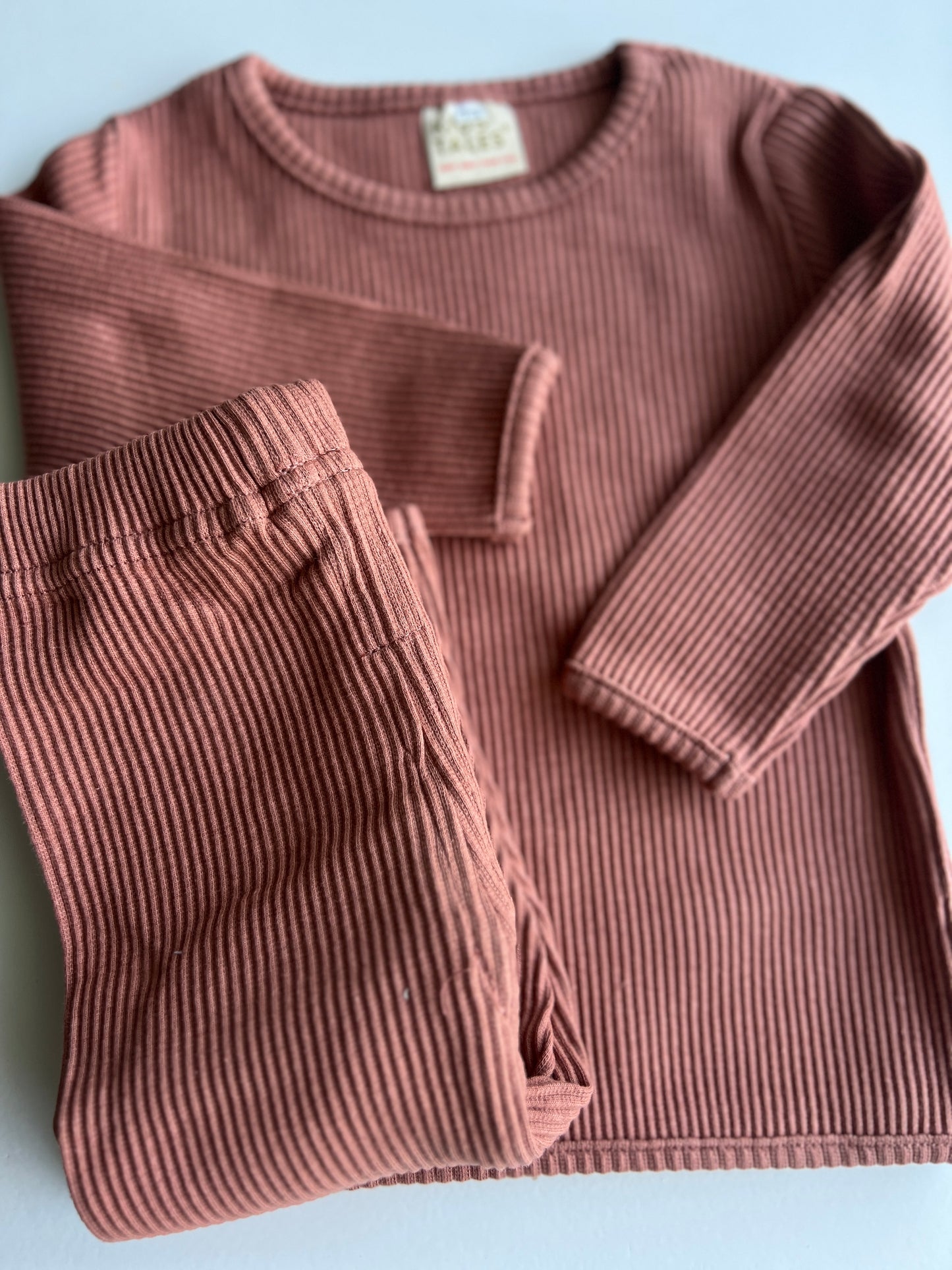 Solid Color Ribbed Pajama Set