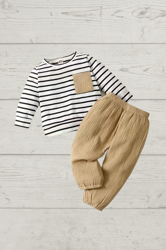 Striped Long Sleeve Shirt and Pants Set